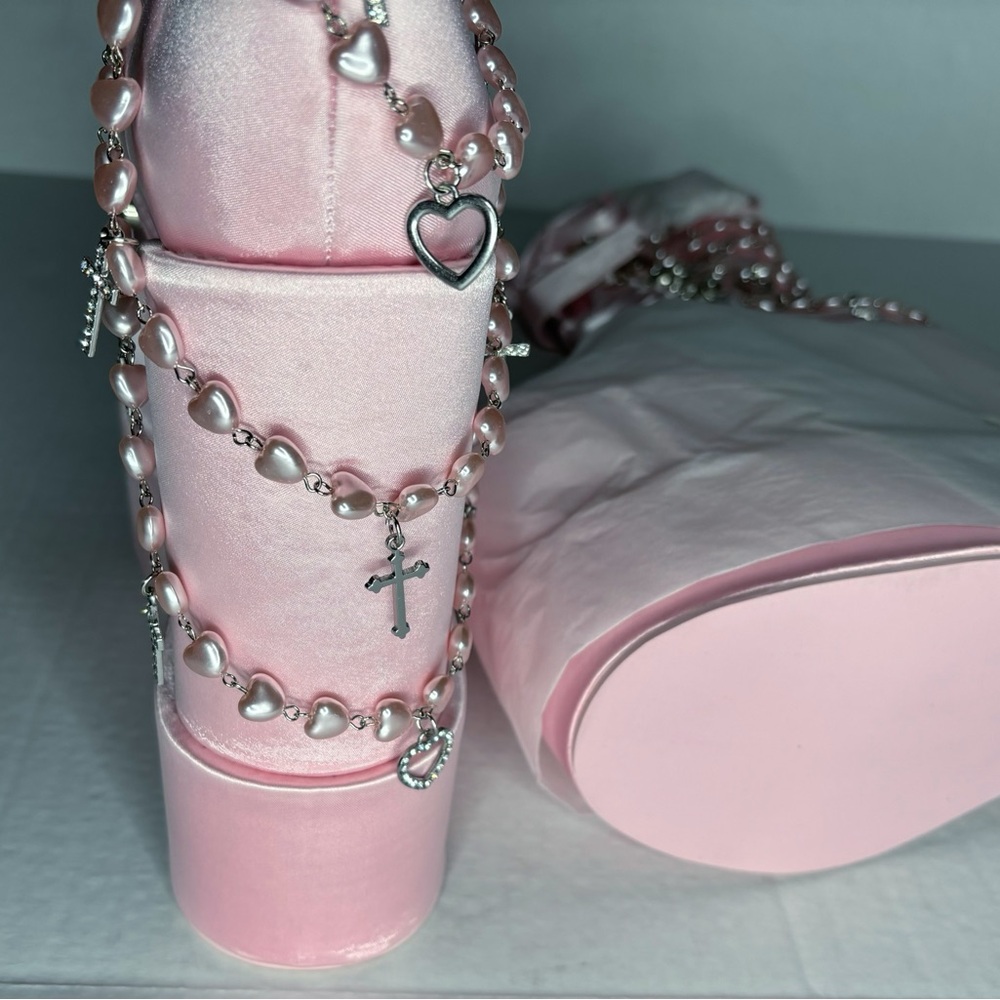 Sugar Thrillz Pink Holy Revelation Traitor Platform Boots - Picture 10 of 12